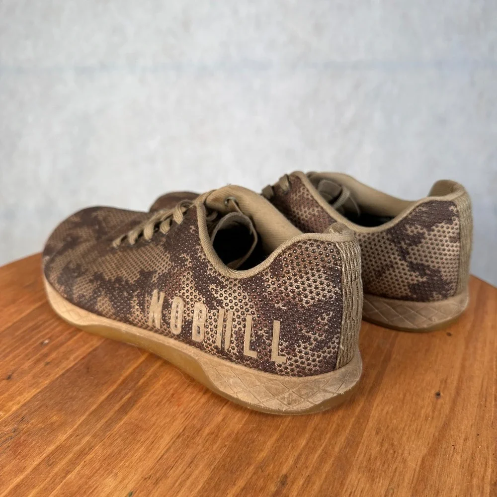 NOBULL SuperFabric Trainer Mens 7.5 Womens 9 Brown Camo Good Cross Training Shoe